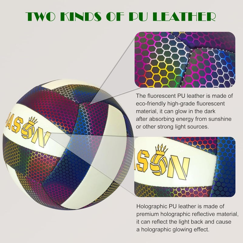 KPASON Volleyballs, Holographic Glowing Volleyball Official Size 5, Indoor Outdoor Beach Volleyball Ball for Men Women - Image 4